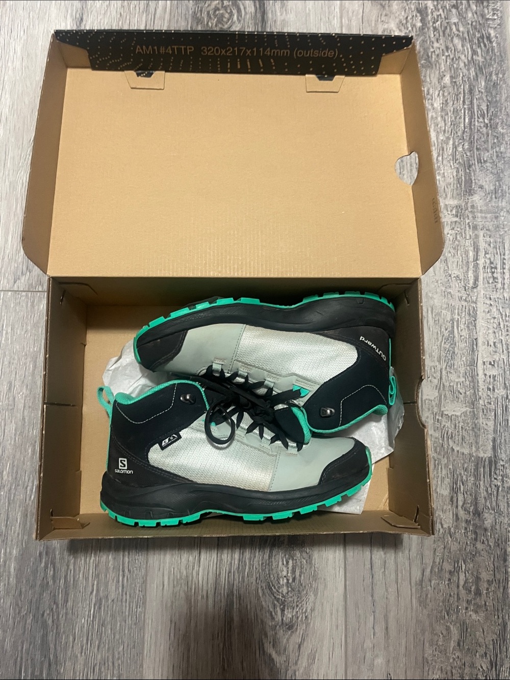 Salomon Kids Mint Green and Black Hiking Boots